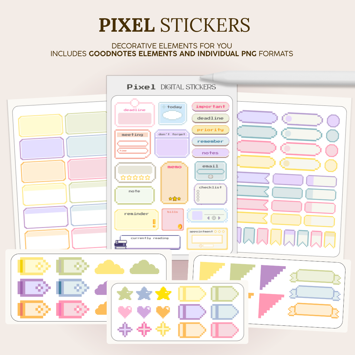 Pixel Planner Digital Stickers