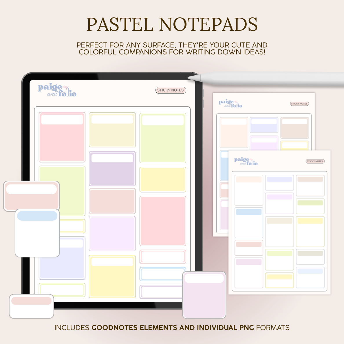 Pastel Notepads Digital Stickers