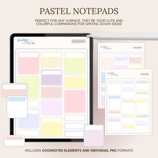 Pastel Notepads Digital Stickers
